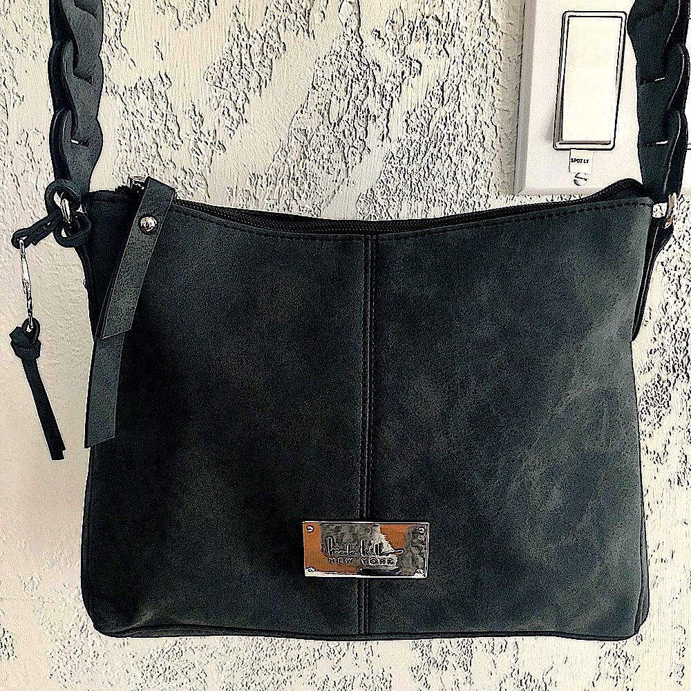 Nicole Miller Faux Suede Crossbody - Grey